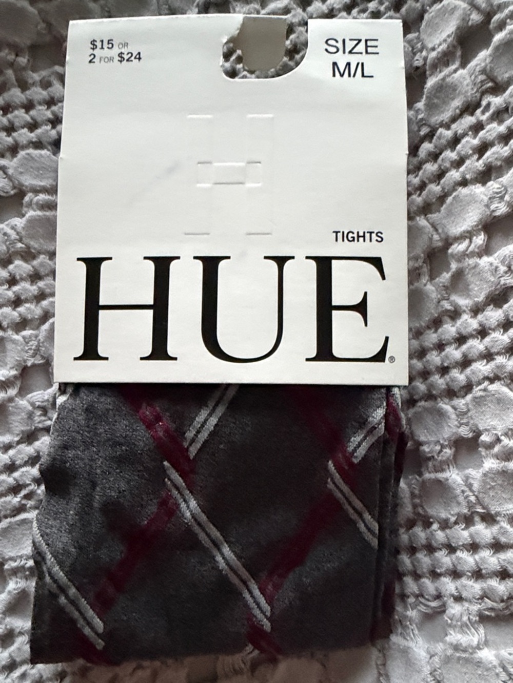 HUE Gray Argyle Tights - Size M/L